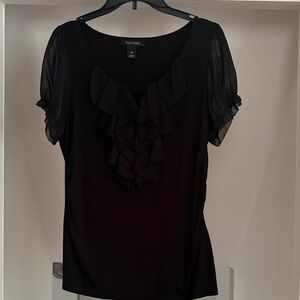 White House Black Market Black Ruffle Blouse